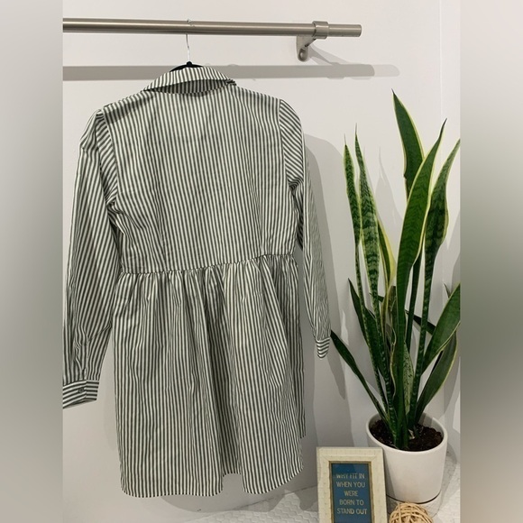 REFKA Green (sage) - Stripe - Point Collar - Tunic embroidered Size 38 dress - Picture 6 of 8